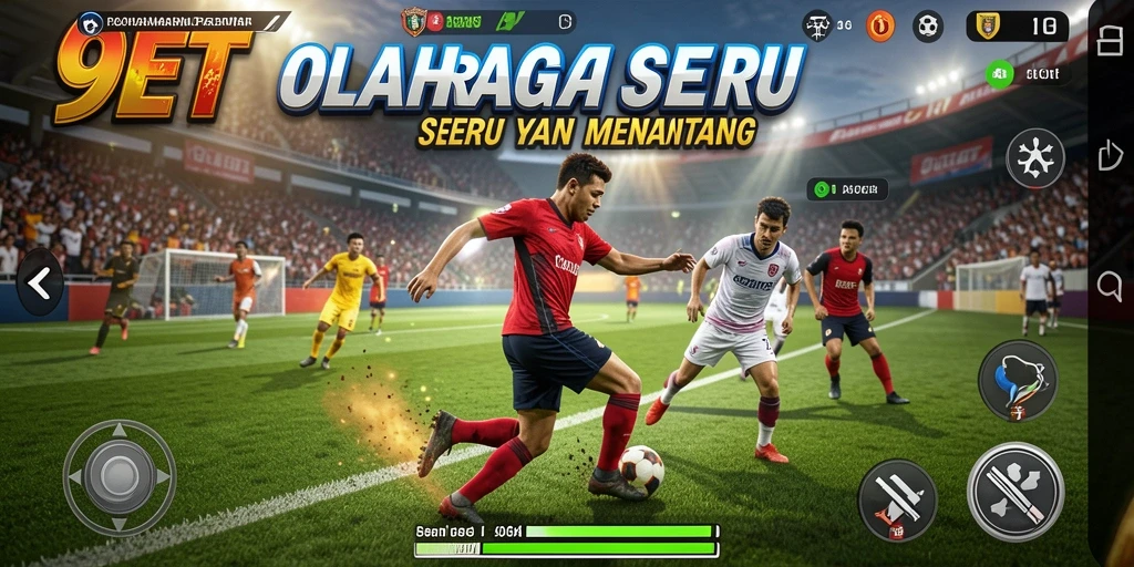 Tampilan gameplay yang memukau dalam 9ET dengan aksi olahraga intens.