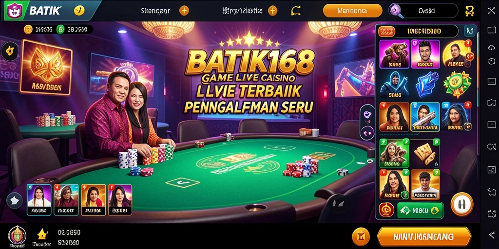 Screenshot utama BATIK168 menampilkan dealer langsung dan permainan yang mendebarkan.