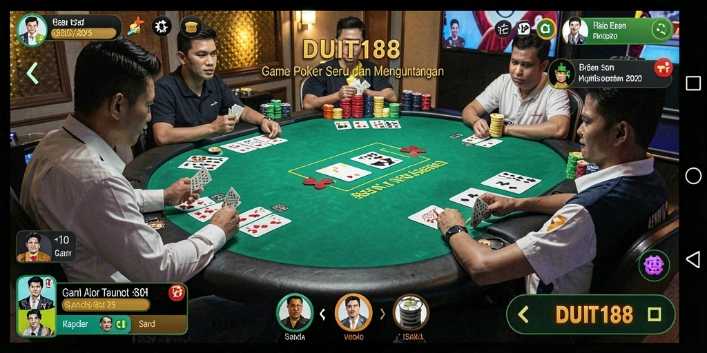 Tampilan gameplay seru di DUIT188 yang menampilkan aksi poker intens.