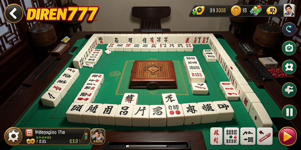 Screenshot DUREN777 menampilkan gameplay Mahjong yang seru dan menantang.