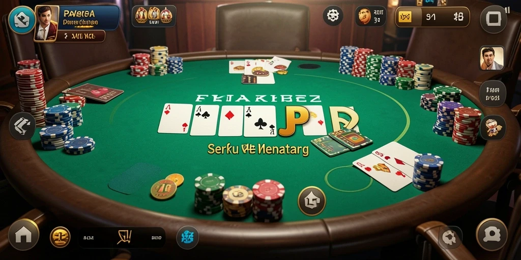 Tampilan gameplay seru dari HARAPJP dengan pemain yang bersaing di meja poker.