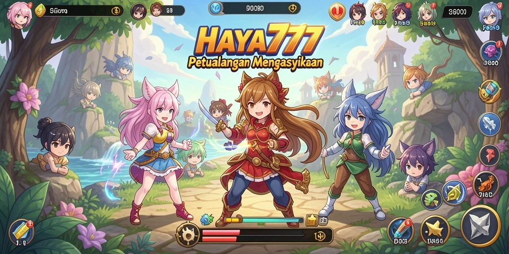 Tampilan gameplay HAYA777 yang penuh aksi dan karakter anime.