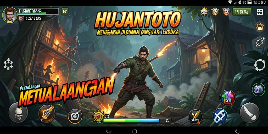 Screenshot utama HUJANTOTO memperlihatkan aksi seru dalam petualangan.