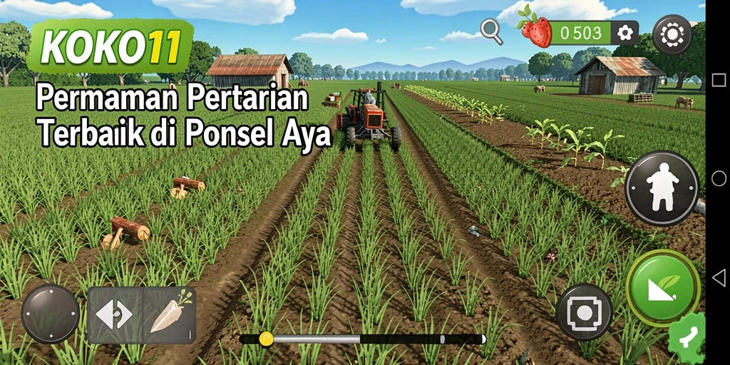 Tangkapan layar KOKO11 menampilkan pemain sedang merawat tanaman dan hewan.