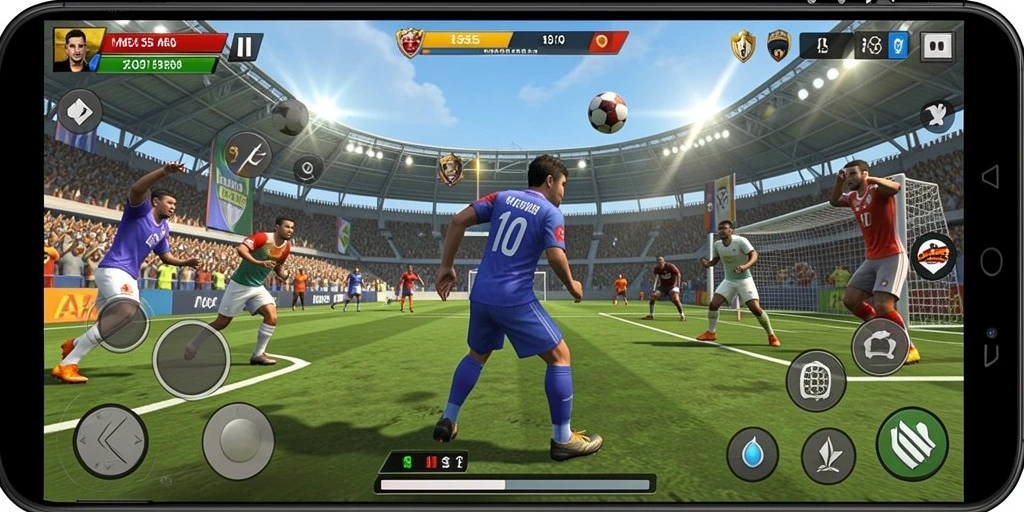 Screenshot ME355 menampilkan adegan aksi olahraga yang mendebarkan.