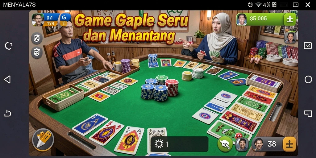 Screenshot gameplay <strong>MENYALA78</strong> menunjukkan keseruan bermain Gaple dengan teman.