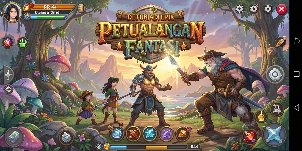 Screenshot gameplay <strong>RR44</strong> menunjukkan petualangan epik dan grafis yang memukau.