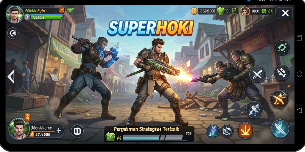 Tangkapan layar utama SUPERHOKI yang menampilkan aksi strategi yang mendebarkan.