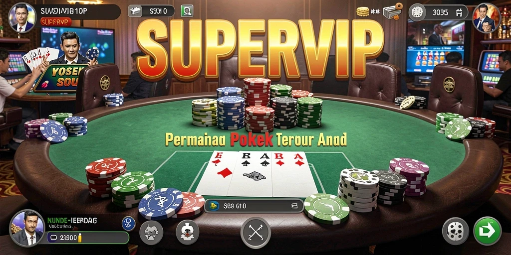 Tampilan gameplay yang seru di SUPERVIP, penuh aksi poker.