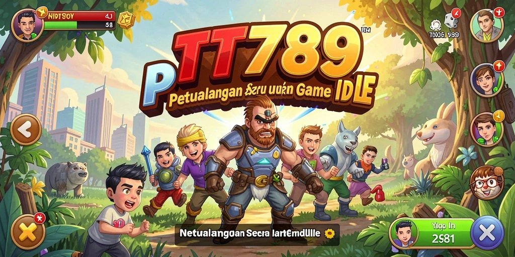 Gambaran gameplay TT789 dengan karakter yang menarik dan mekanisme Idle.