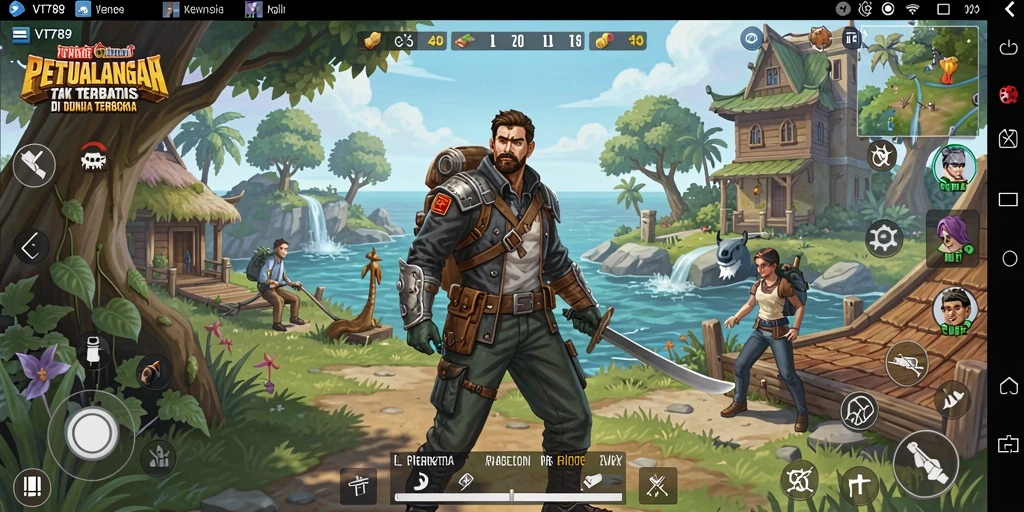 Tampilan menarik dari gameplay VT789 di dunia terbuka.