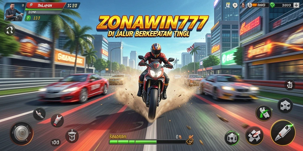 Gameplay ZONAWIN777 yang mendebarkan dengan balapan seru.